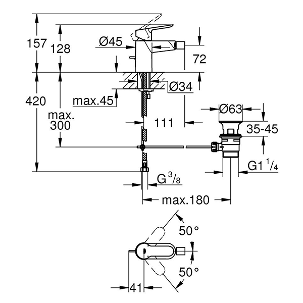 Смеситель для биде, хром Grohe BauEdge 23331000
