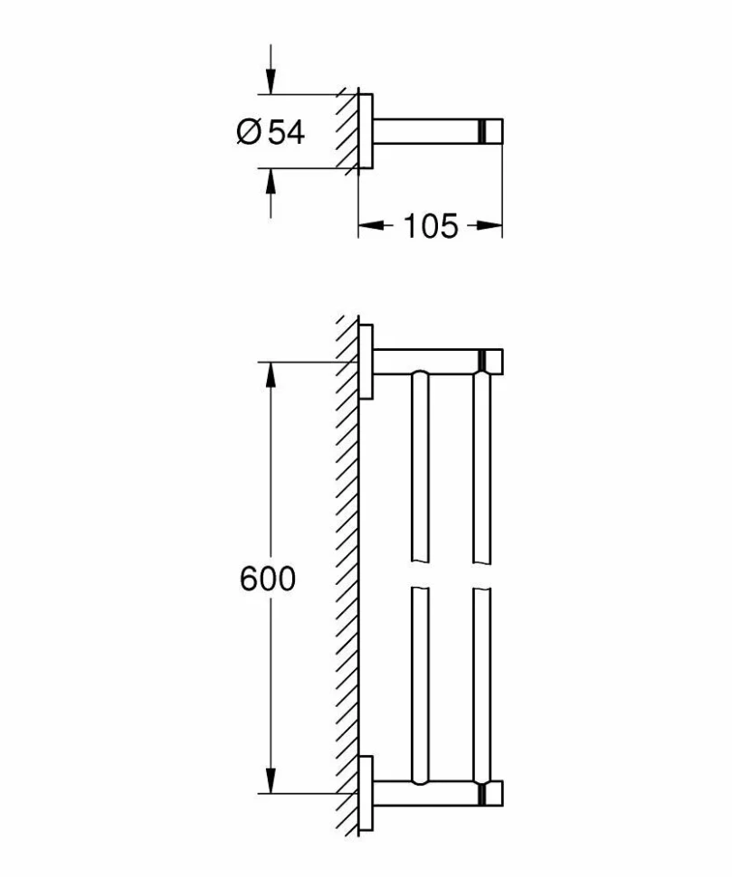 Держатель для полотенца 600, двойной, холодный рассвет глянцевый grohe essentials 40802gn1