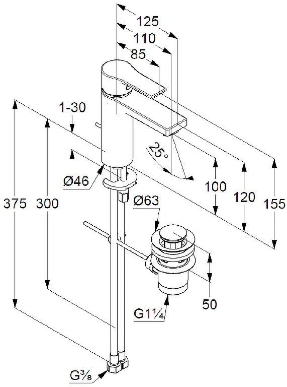 Смеситель для раковины, хром Kludi Bozz 482900565