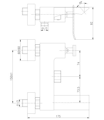 LM5814CW Контест Смеситель для ванны с фиксированным изливом (к/к 10)
