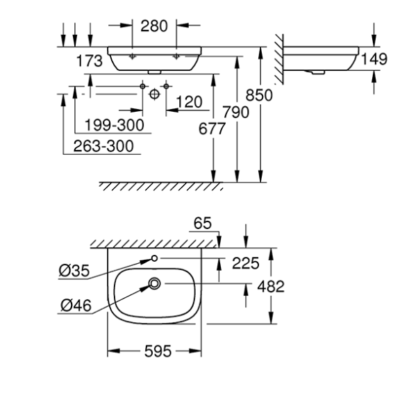 Раковина подвесная 60, альпин-белый Grohe Euro Ceramic 39335000