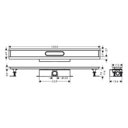 Трап линейный для пола 1000, со скрытой монтажной частью Hansgrohe uBox Universal 56026180
