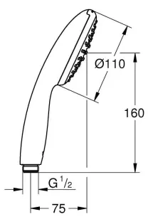 Ручной душ GROHE Tempesta 110, 1 режим струи, 8.7 л/мин, хром (27923003)