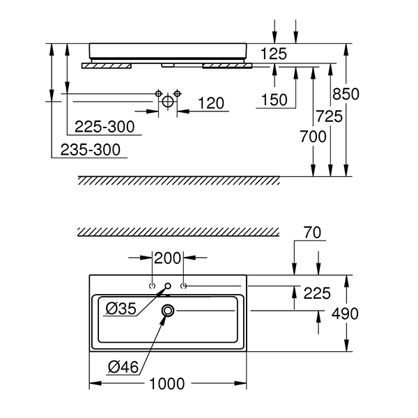 Раковина 100 накладная Grohe Euro CUBE (квадрат)