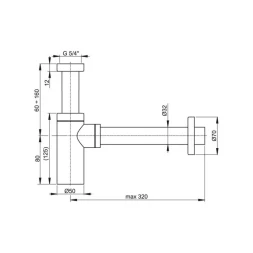 Сифон для раковины d32, круглый, бронза Alcaplast Design A400ANTIC
