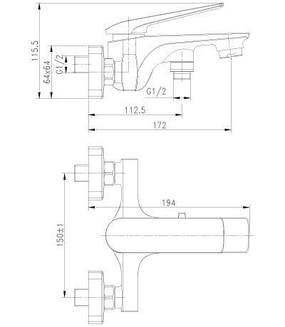 LM5914CW Аллегро Смеситель для ванны с монолитным изливом (к/к 4)