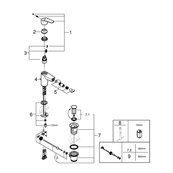 Смеситель для биде рычажный клапан Grohe EuroSmart 32929003