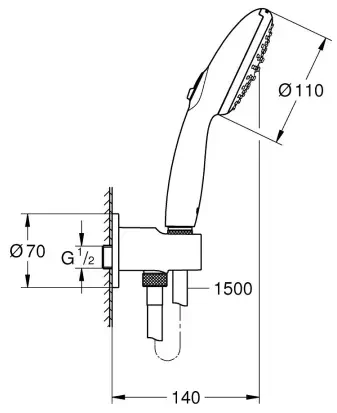 Ручной душ GROHE Tempesta 110 с держателем, 2 режима струи, хром (26406003)