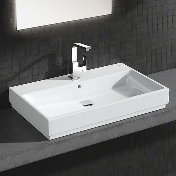 Раковина накладная 80, с крепежами, с переливом, альпин-белый Grohe Cube Ceramic 3947600H
