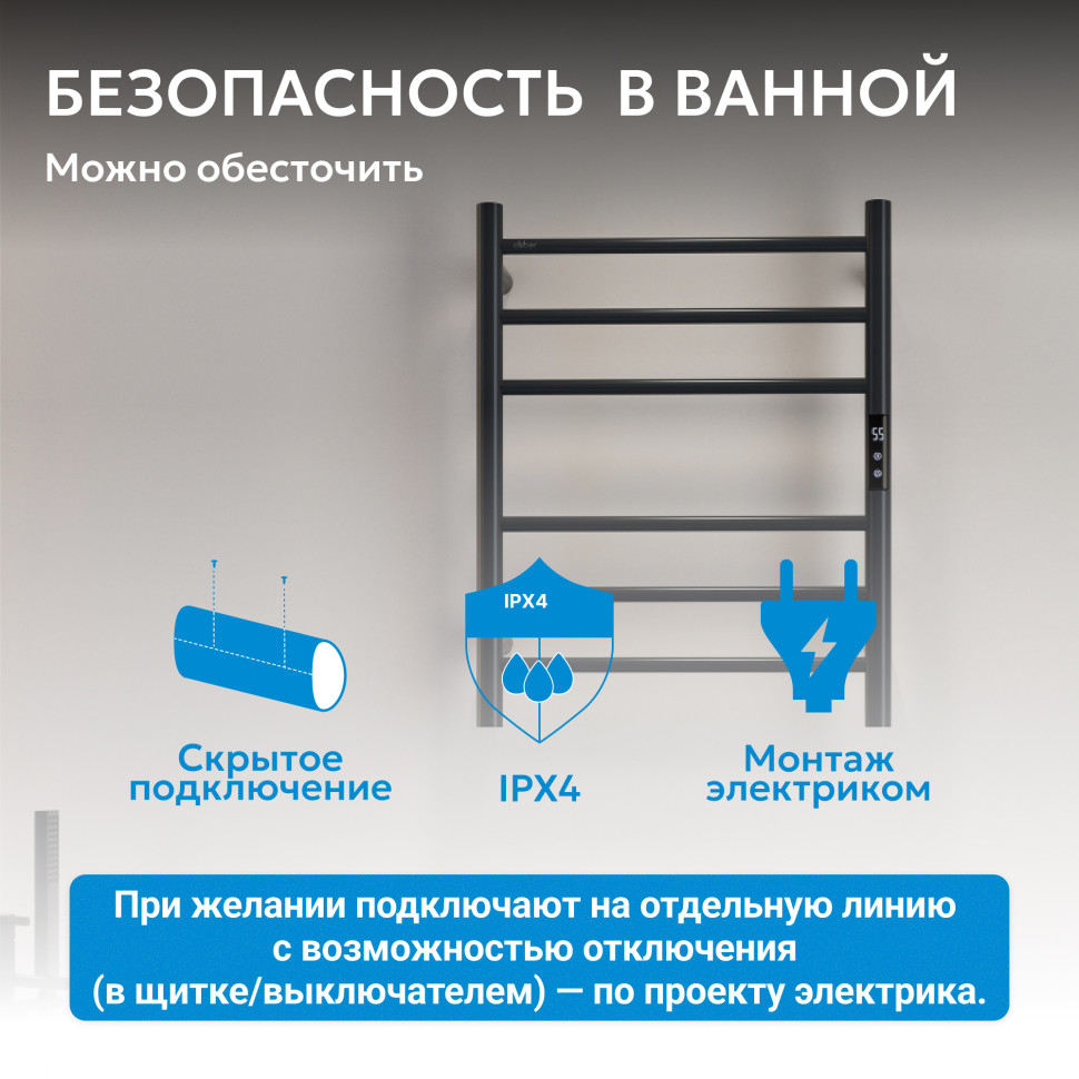 Полотенцесушитель электрический ABBER Standard AH4606MB черный матовый