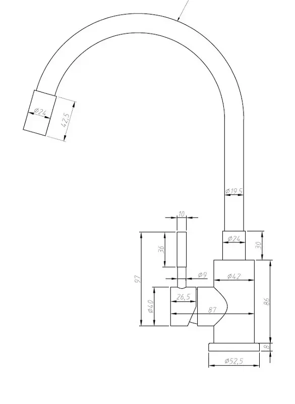 Смеситель для кухни, гибкий излив, черный ESKO Snake K44 B