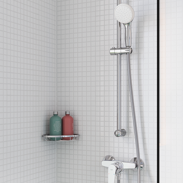 Полочка-корзинка одинарная, угловая, хром Grohe Bau Cosmopolitan 40664001