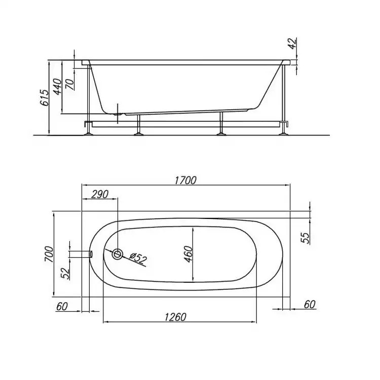 Ванна акриловая Kolpa San TAMIA 170x75 (1W28F)