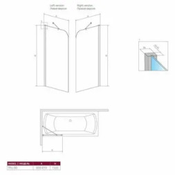 Шторка для ванны 800х1500, стекло, правая, хром Radaway Torrenta PNJ/R 201101-101NR