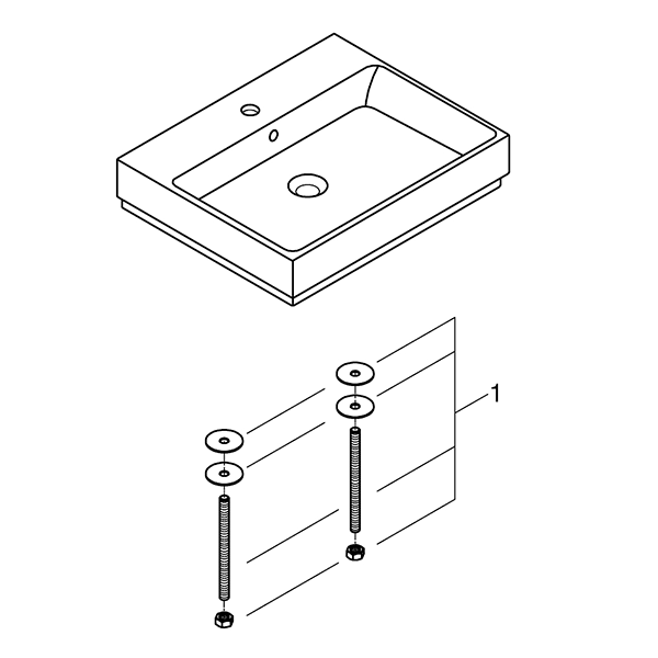 Раковина накладная 60, с крепежами, с переливом, альпин-белый Grohe Cube Ceramic 3947700H