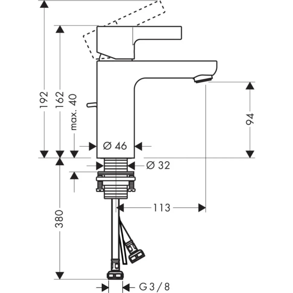 Смеситель для раковины 100, с донным клапаном, хром Hansgrohe Metris S 31060000
