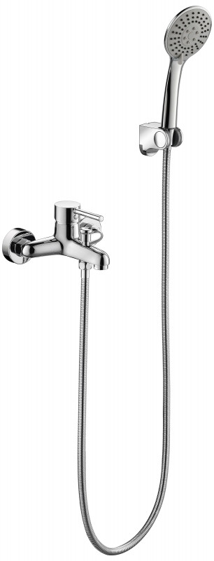 F6332366CP-01-RUS BRAVAT SLIM Смеситель для ванны короткий излив с аксессуарами (к/к 12)