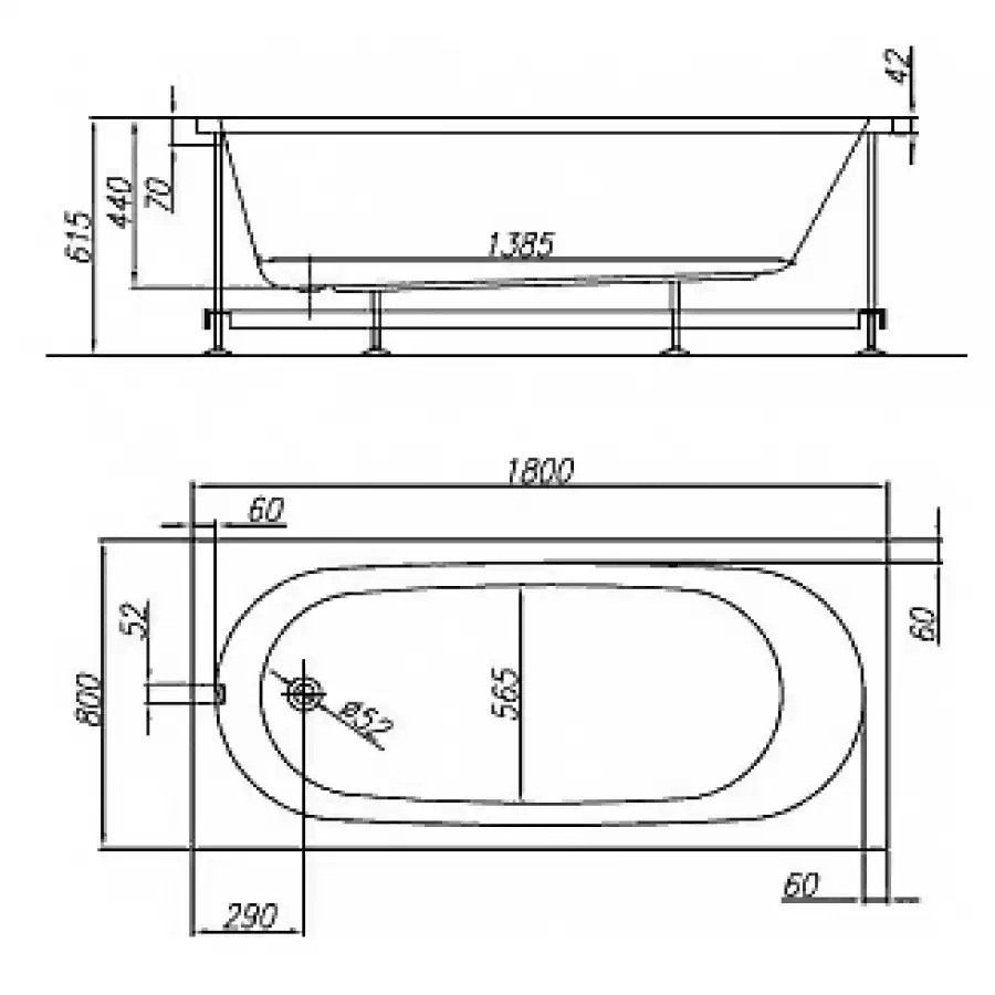 Ванна акриловая Kolpa San TAMIA 180x80  (1W28F)