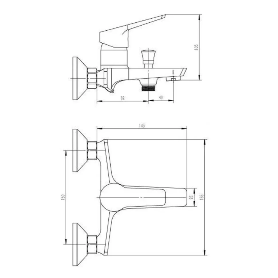 Смеситель для ванны, хром ESKO Murano MR 54
