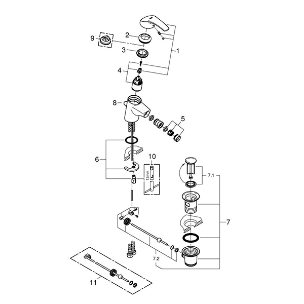 Смеситель для биде с донным клапаном, размер S, хром Grohe Eurosmart 32929001