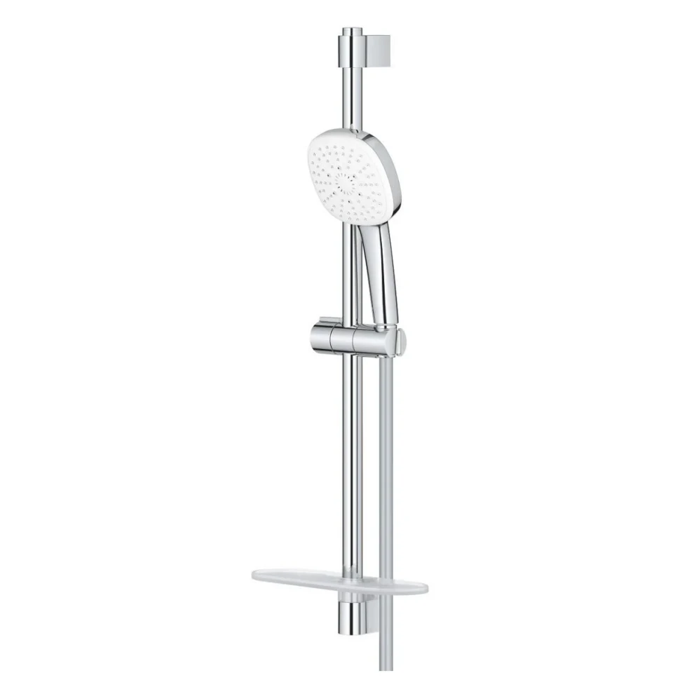 Душевой гарнитур GROHE Tempesta 110 Cube лейка 3 режима, штанга 600 мм, 13,5 л/мин, с полочкой (27929003)