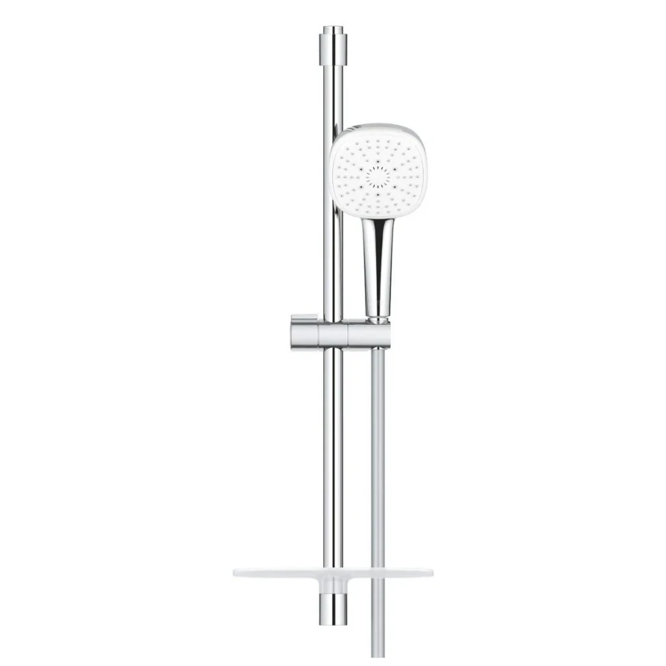 Душевой гарнитур GROHE Tempesta 110 Cube лейка 3 режима, штанга 600 мм, 13,5 л/мин, с полочкой (27929003)