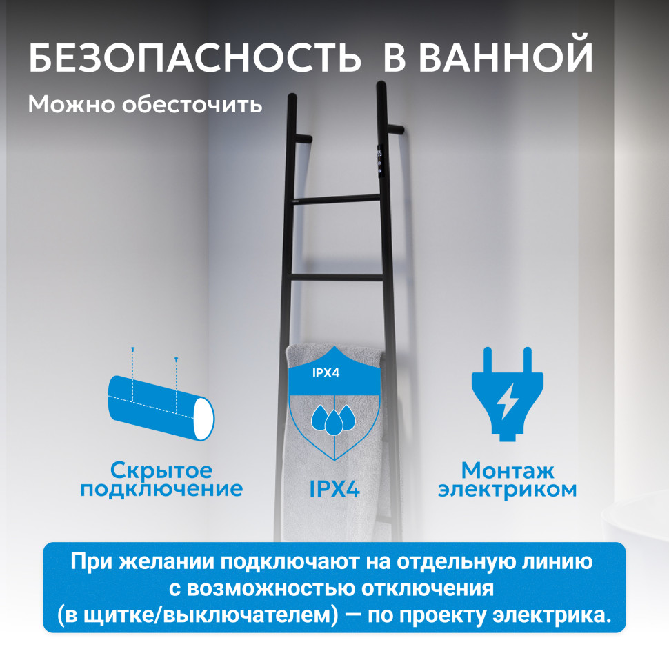 Полотенцесушитель электрический ABBER Treppe AH4705MB черный матовый
