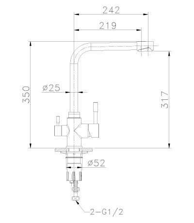 LM5060S Эксперт Смеситель для кухни с подключением к фильтру питьевой воды, сталь (к/к 10)