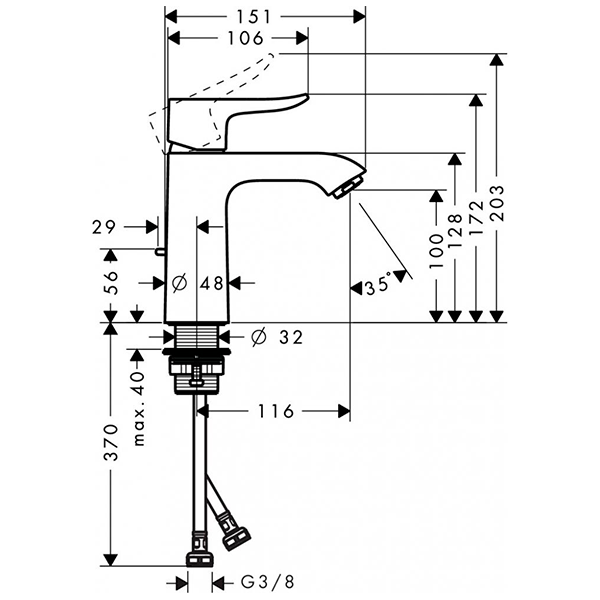 Смеситель для раковины 110, с донным клапаном, хром Hansgrohe Metris 31080000