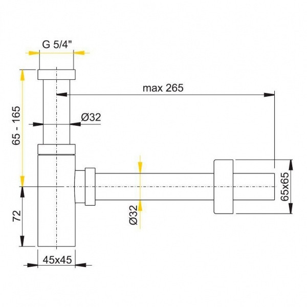 Сифон для раковины d32, квадратный Alcaplast Design A401