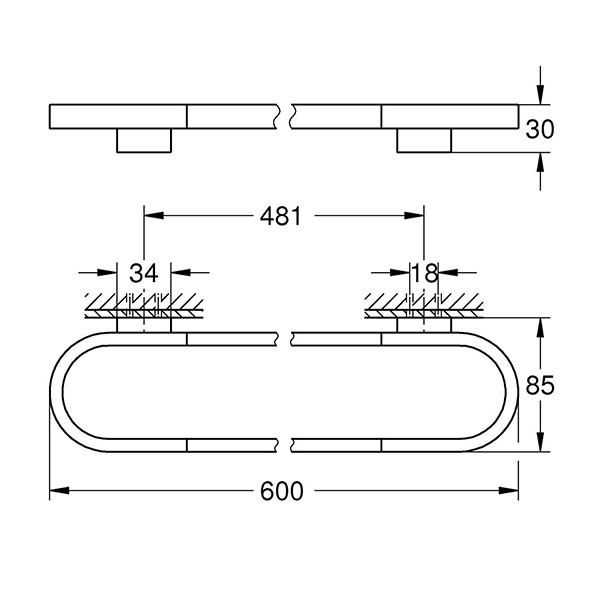 Держатель для полотенца/полочки GROHE Selection, 600 мм, хром (41056000)