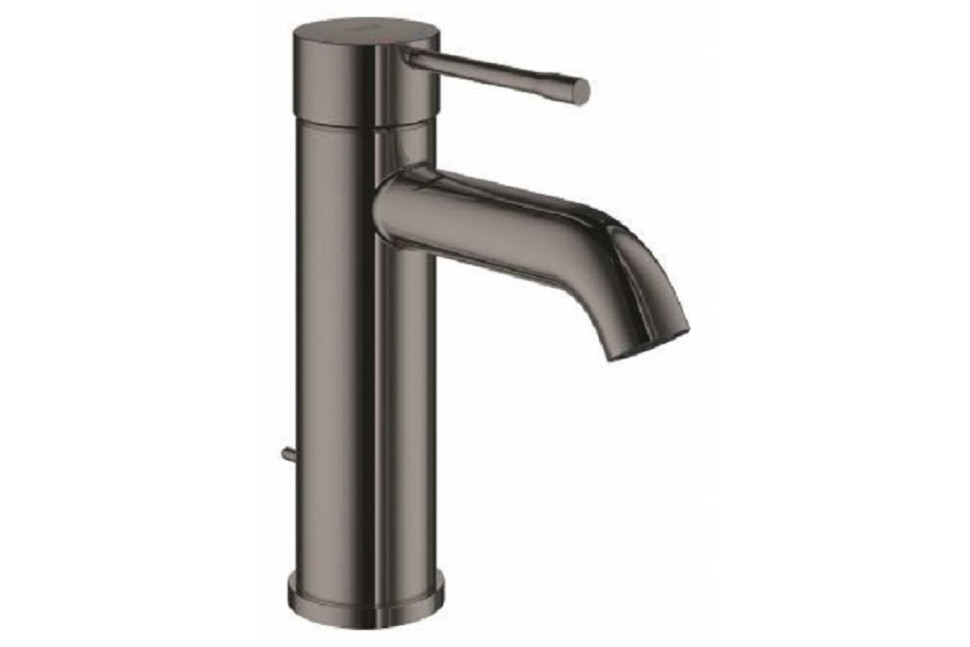 Смеситель для раковины GROHE Essence New с донным клапаном, темный графит глянец (23589A01)