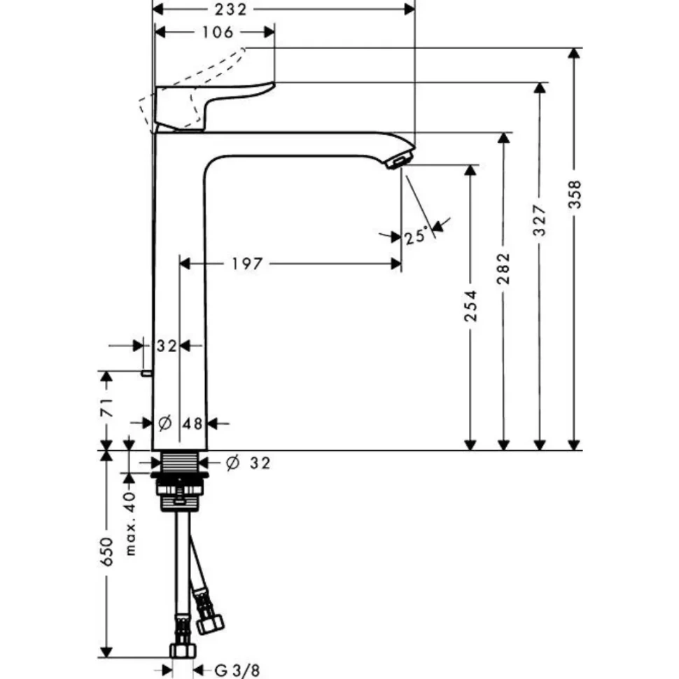 Смеситель для раковины 327, с донным клапаном, хром Hansgrohe Metris 31082000