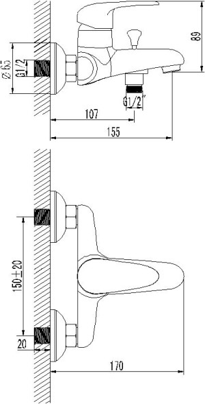 Смеситель для ванны LEMARK PRAMEN  -  LM3302C