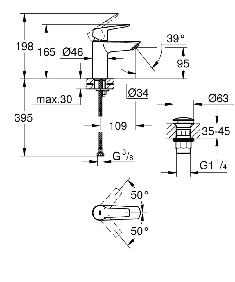 Смеситель для раковины Grohe Start 235502432)