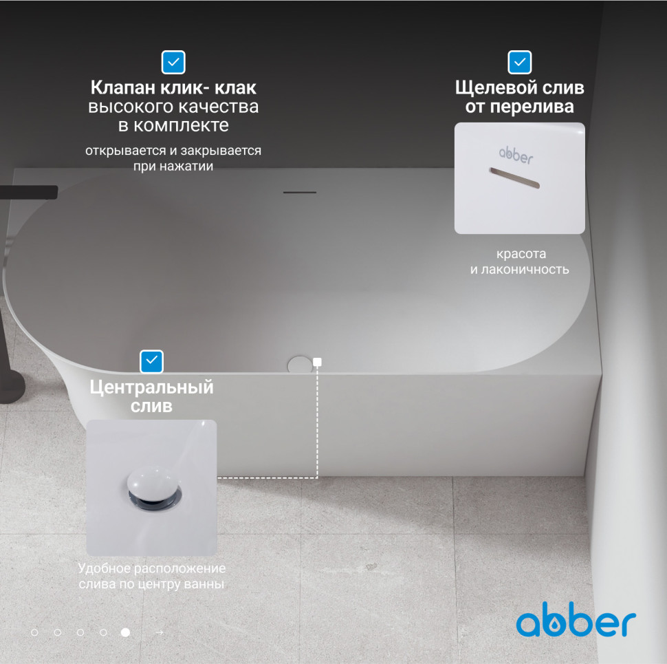 Акриловая ванна ABBER AB9258-1.5 R белая