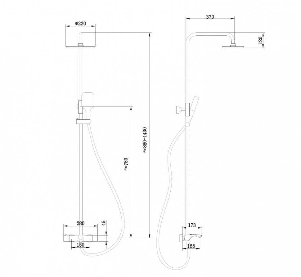 Душевая стойка ABBER Thermostat AF8516FWL с термостатом и изливом, белый матовый