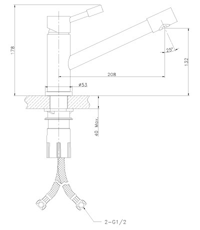 LM5072S Эксперт Смеситель для кухни с поворотным изливом, сталь (к/к 10)