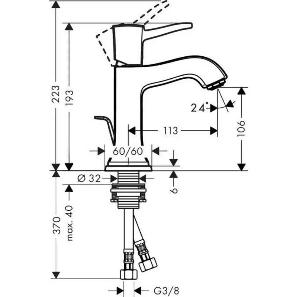 Смеситель для раковины 110, с донным клапаном, хром Hansgrohe Metropol Classic 31300000