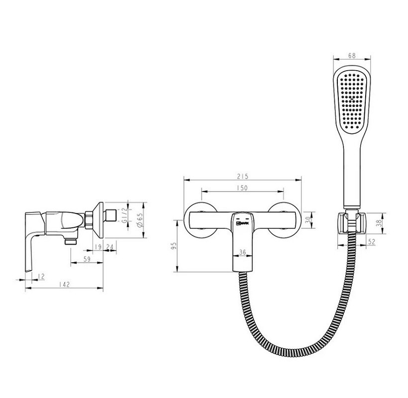 LM7203BL URSUS Смеситель для душа, черный