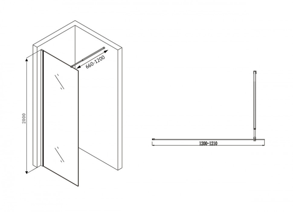 Душевая перегородка ABBER Immer Offen AG61120B8