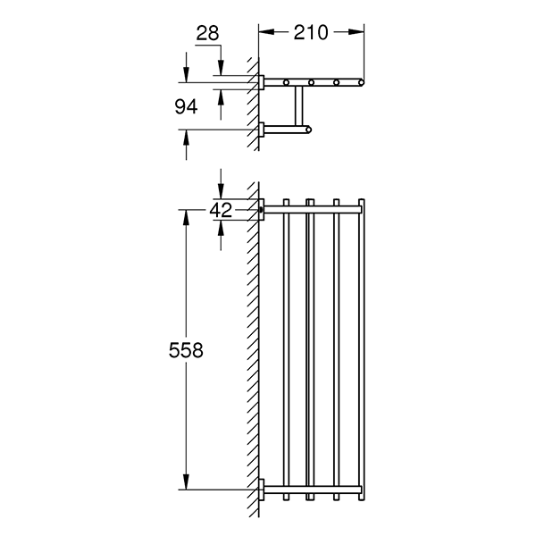 Держатель для полотенца 600х210, хром Grohe Essentials Cube 40512000