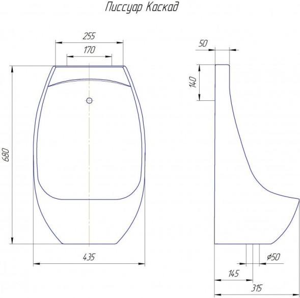 ROSA писсуар KASK05K Каскад, санфарфор