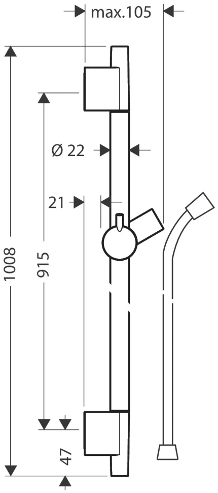 Душевая штанга 900, шлиф.черный хром Hansgrohe Unica S Puro Reno 28631340