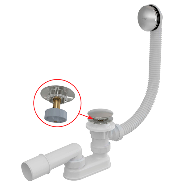Сифон для ванны Click/Clack, хром Alсaplast A504CKM-80