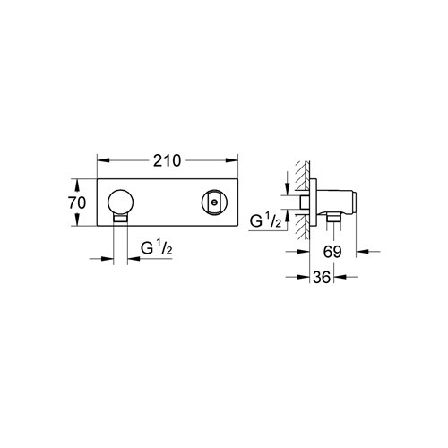 Держатель ручного душа с подключением душевого шланга Grohe Grohtherm F 27621000