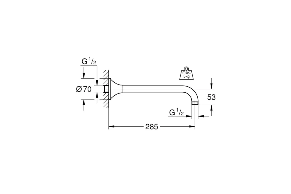 Кронштейн душевой 285, настенный, хром-золото Grohe Grandera 27986IG0