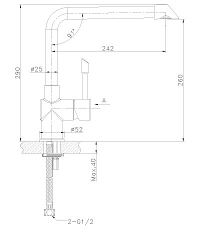 LM5074S Эксперт Смеситель для кухни с высоким поворотным изливом, сталь (к/к 10)