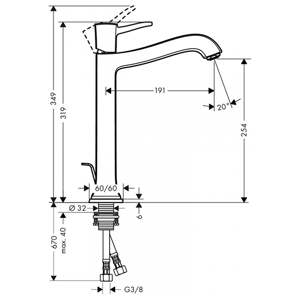 Смеситель для раковины 260, с донным клапаном, хром Hansgrohe Metropol Classic 31303000