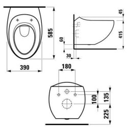 820976 УНИТАЗ ПОДВЕСНОЙ LAUFEN ALESSI-UP LCCW